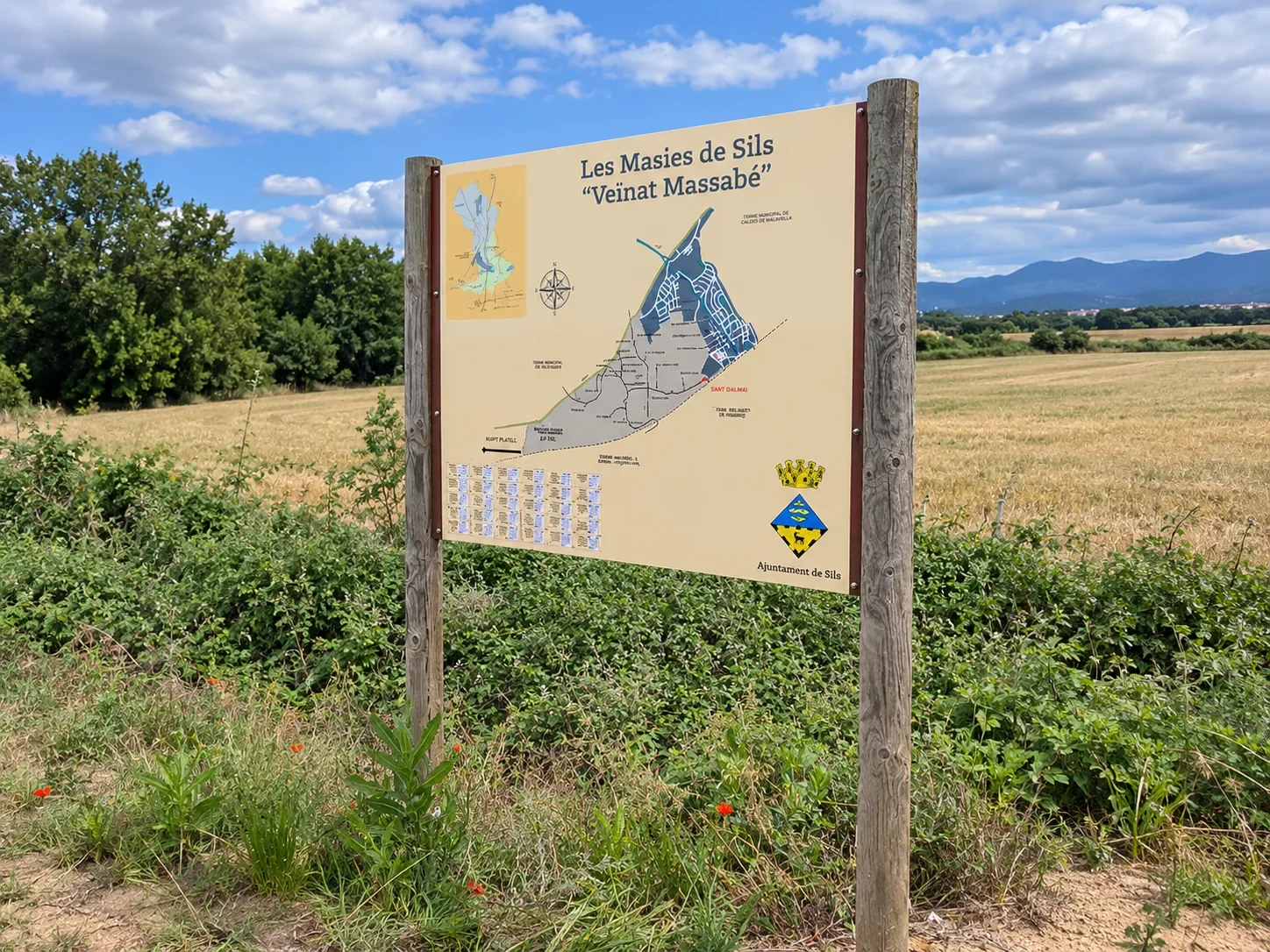 Panell vertical d’una ruta de les Masies de Sils en un entorn natural